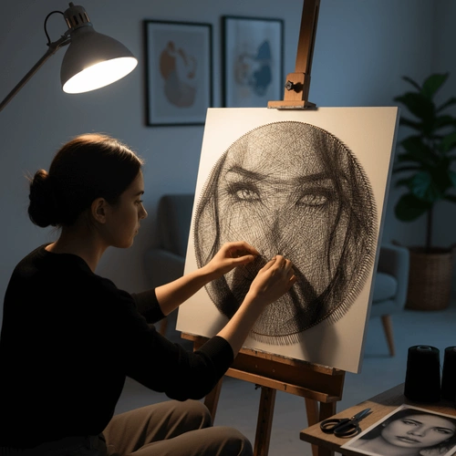 Portret String Art - Cadou personalizat pentru cei dragi, transformă amintirile prețioase în artă murală frumoasă